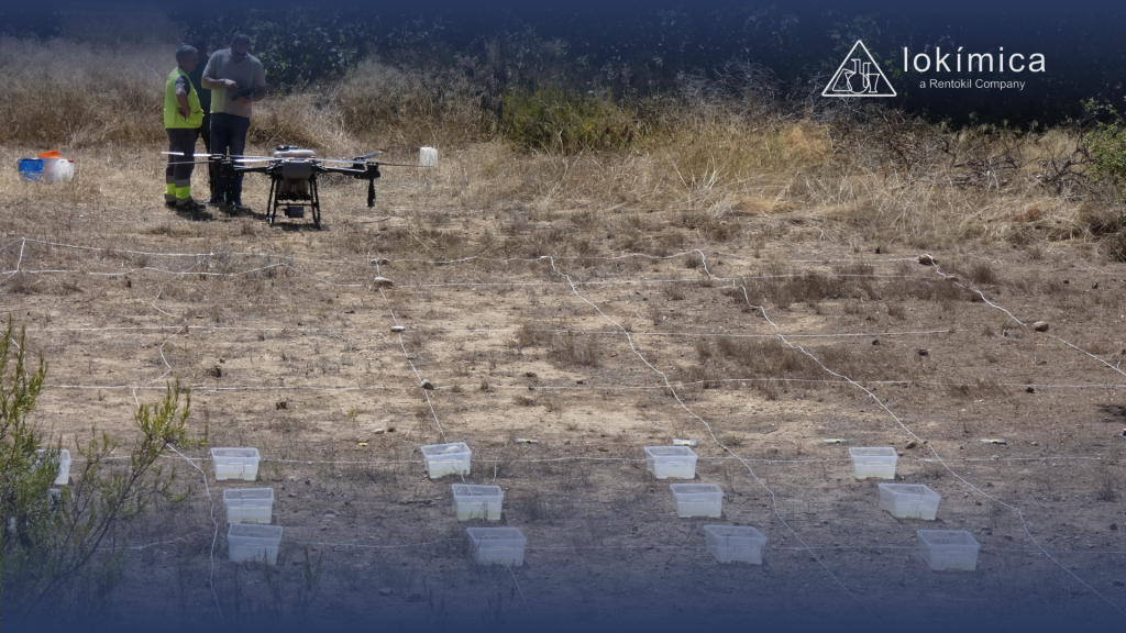 Imágenes de un ensayo con el drone, innovaciones en el control de mosquitos urbanos.