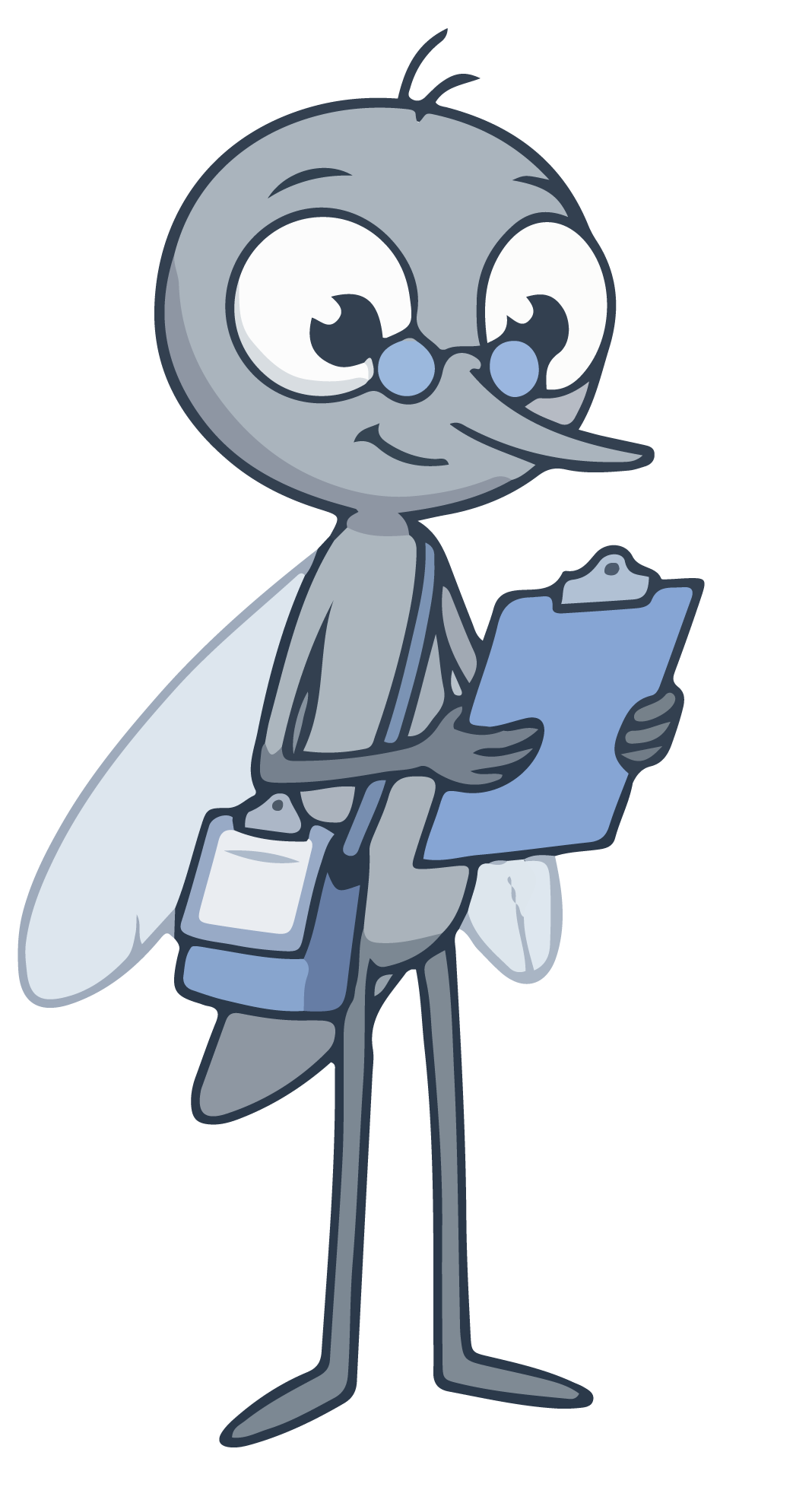 Nilo, el mosquito del Virus del Nilo Occidental lee un documento.