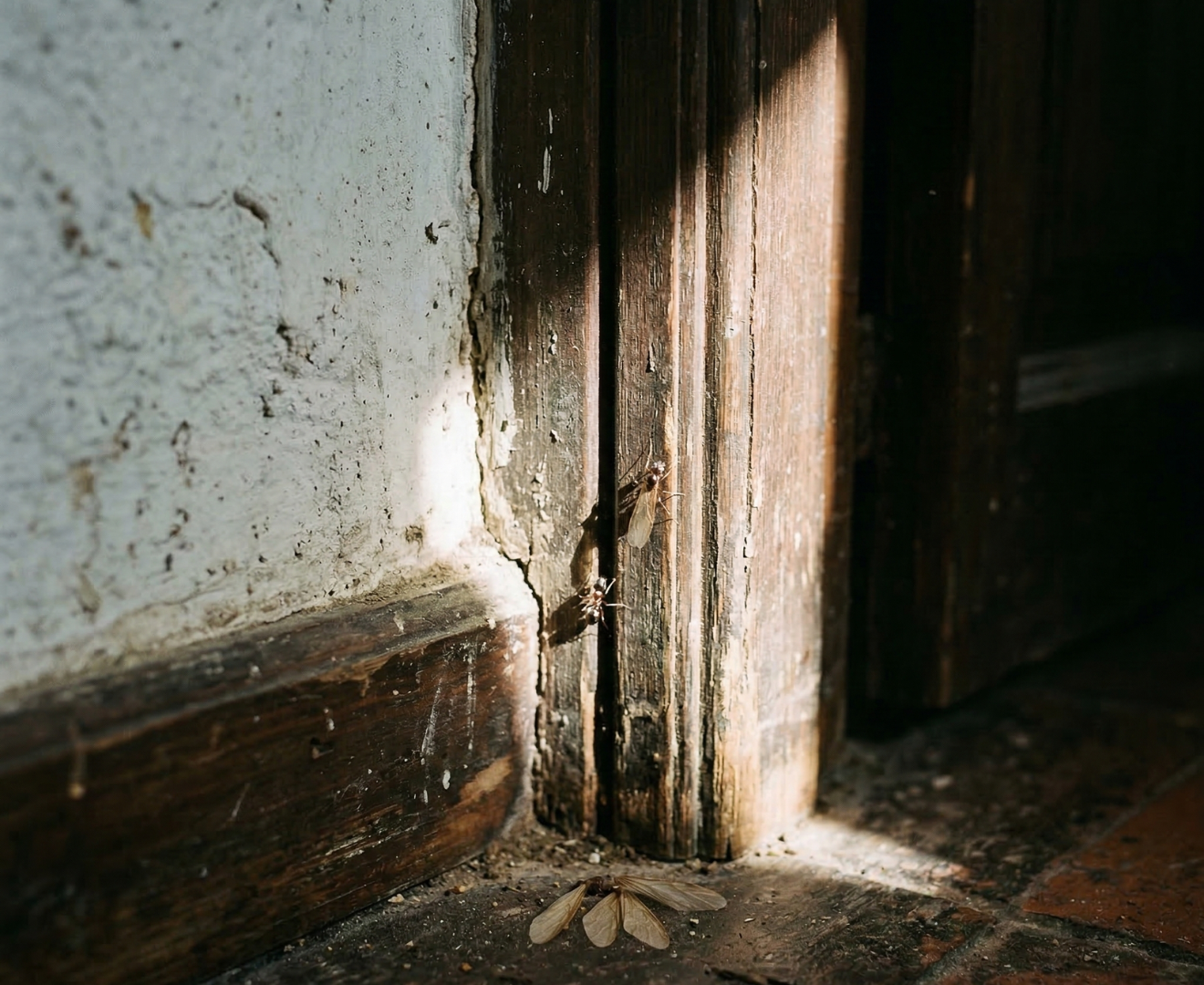 Imagen de un rincón de una casa donde han entrado hormigas voladoras.